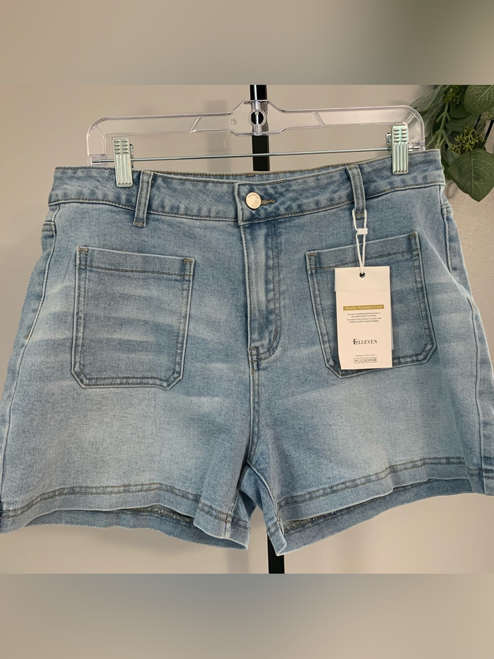 NWT Elleven- Light Wash Denim Patch-Pocket Shorts